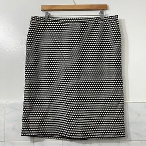 Merona Black White 16W Cotton Blend Office Career Minimalist Pencil Skirt